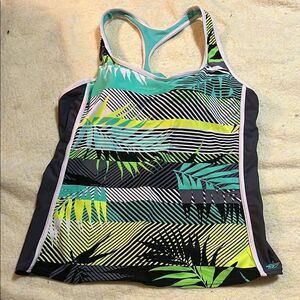 Tropical Print Racerback swim tank top